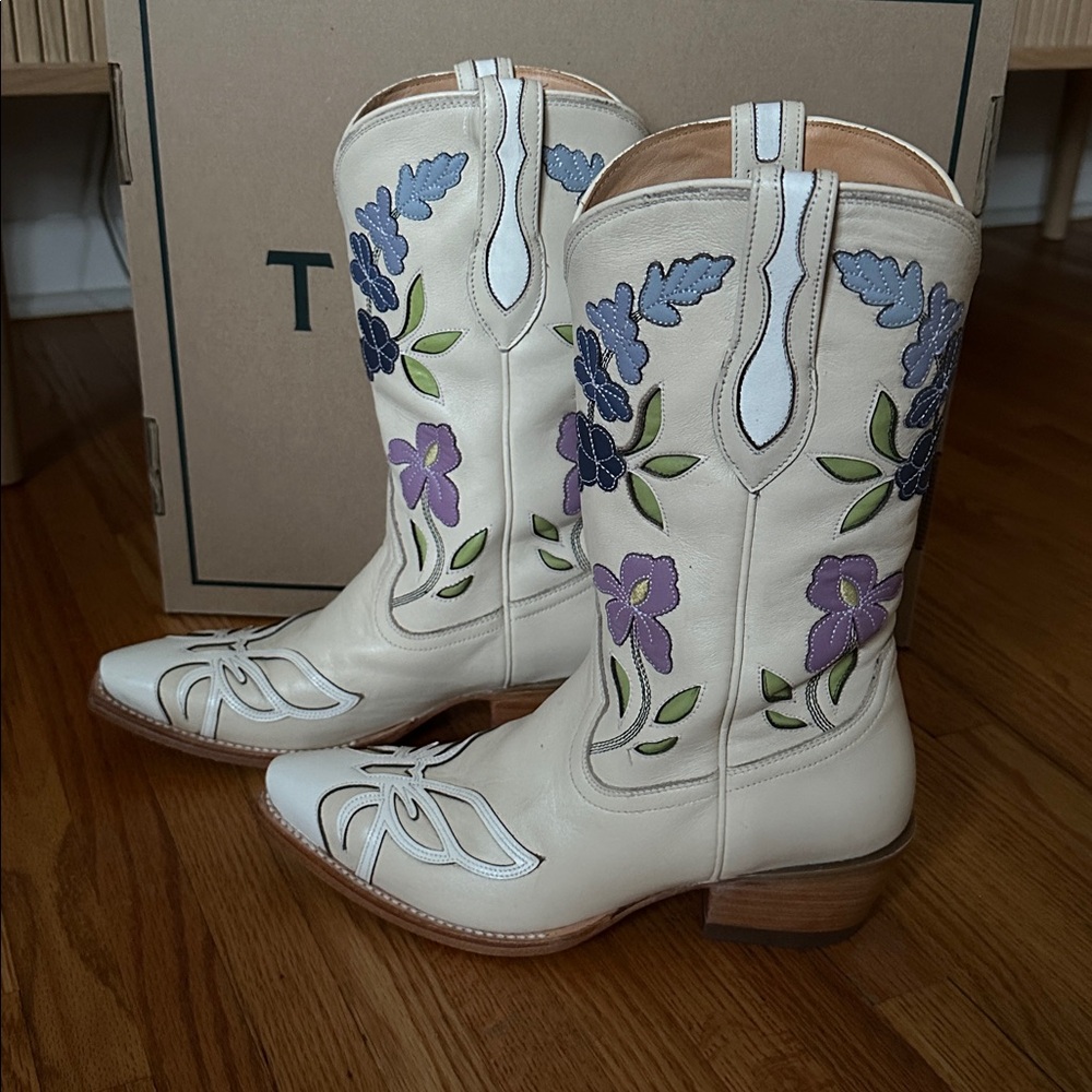 Tecovas Sadie Bone Floral Meadow Cowgirl Boots 8.5 - Picture 4 of 11